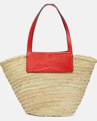 Christian Louboutin Shopper Loubishore in foglie di palma Beige