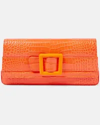 Manolo Blahnik Clutch Maygot in pelle stampata Arancione