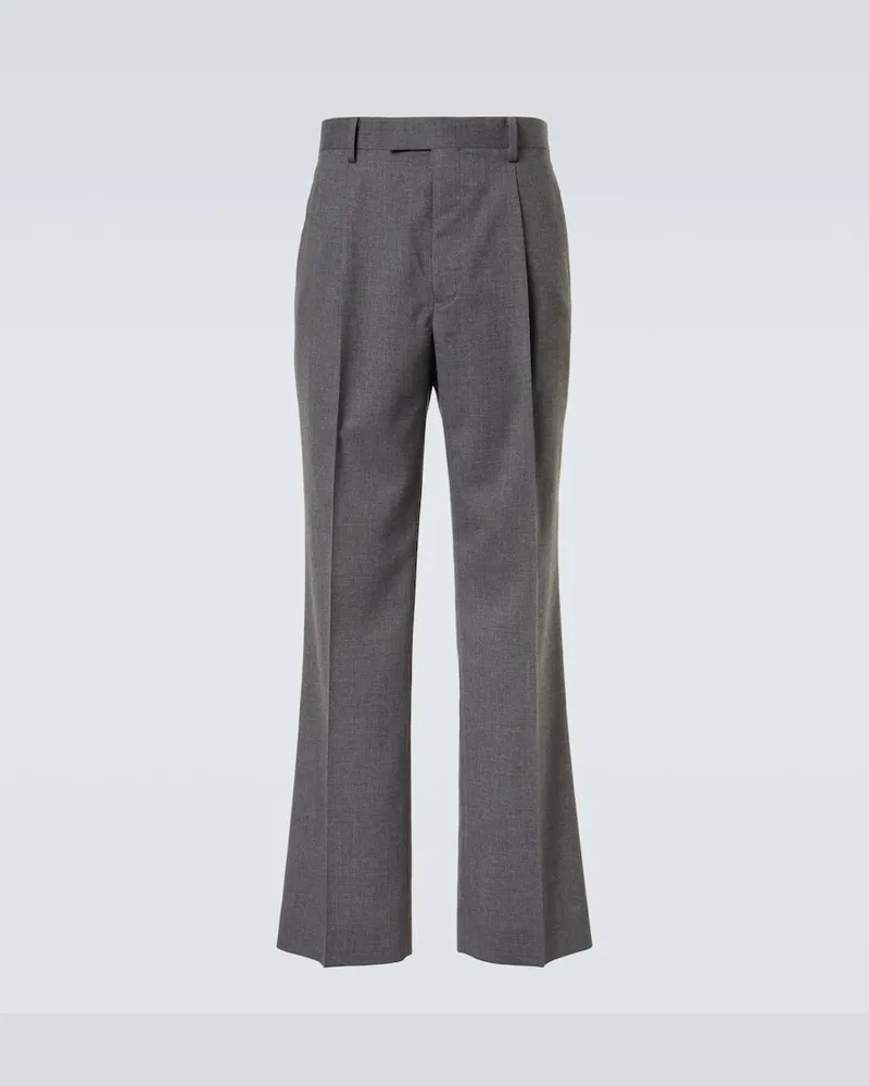 AURALEE Pantaloni a gamba larga in popeline di cashmere Grigio