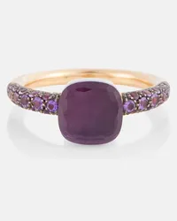 Pomellato Anello Nudo Petit in oro bianco e rosa 18kt con ametista e giada Viola