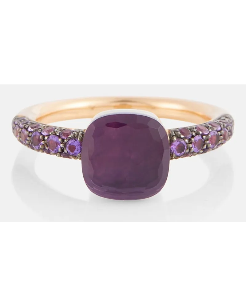 Pomellato Anello Nudo Petit in oro bianco e rosa 18kt con ametista e giada Viola