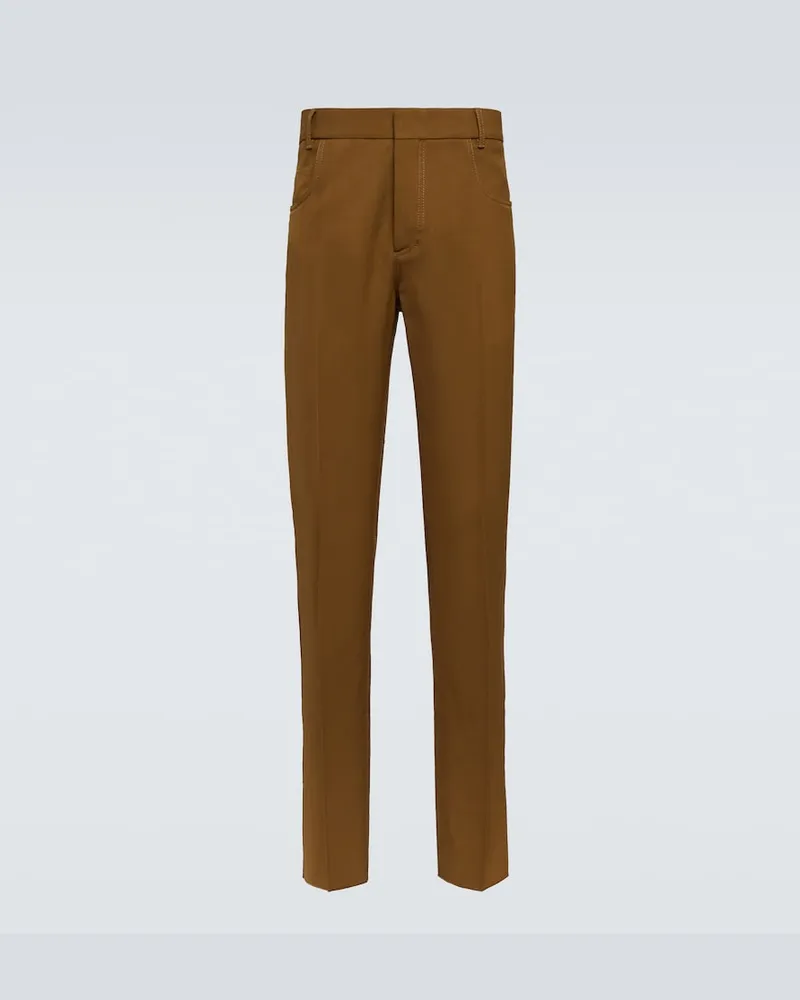 Loro Piana Pantaloni tapered Graie in lana Marrone