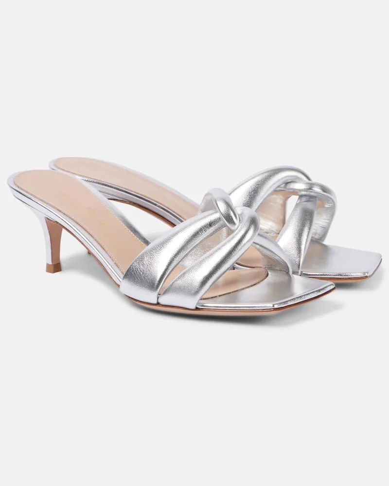 Gianvito Rossi Sandali Amour in pelle metallizzata Argento