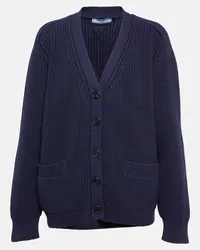 Prada Cardigan in maglia di misto cotone Blu