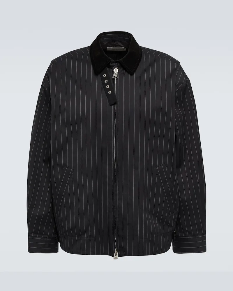 Sacai Giacca in cotone gessato Nero