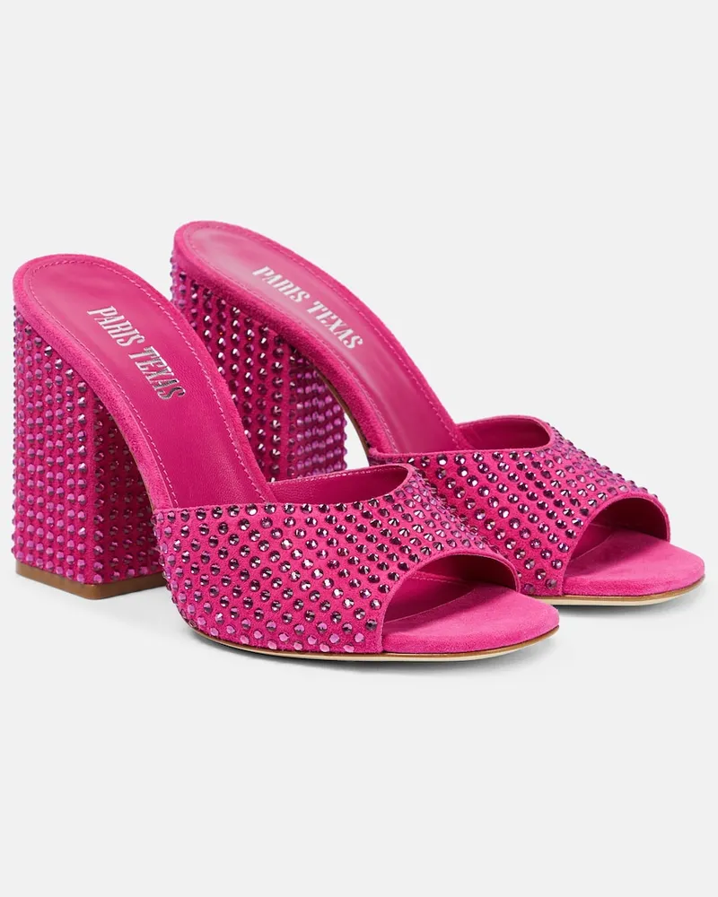 Paris Texas Mules Holly Anja in suede con cristalli Rosa