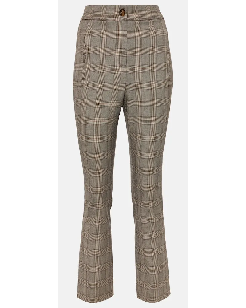 Veronica Beard Pantaloni slim a vita alta a quadri Beige