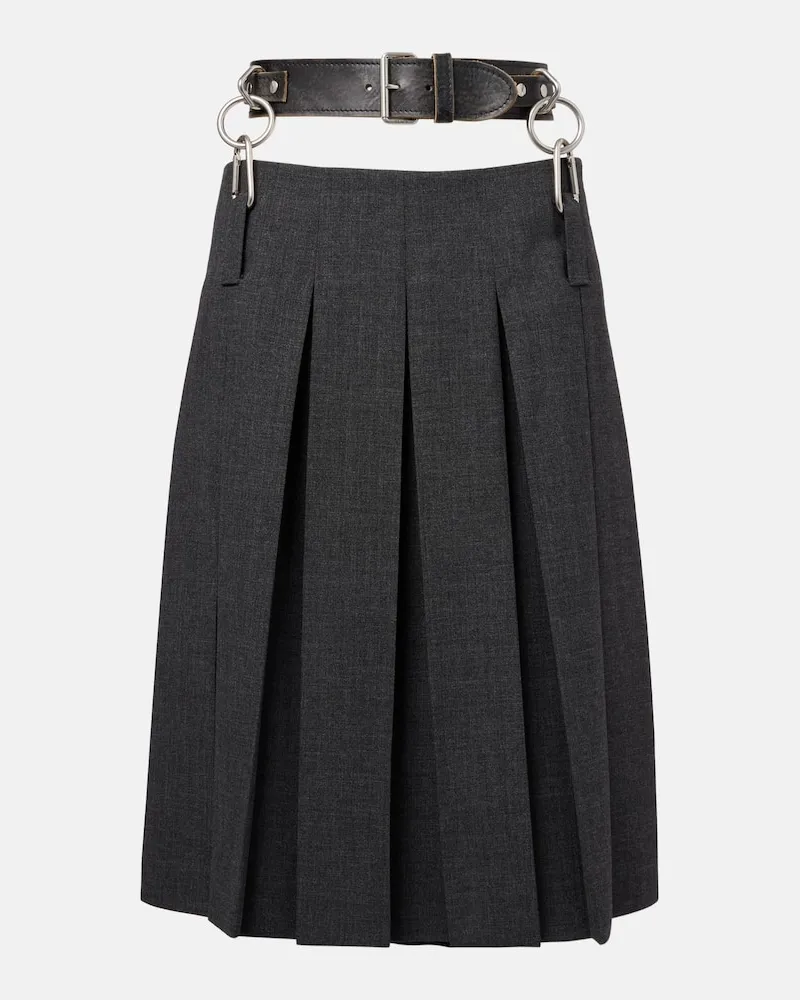 Prada Gonna midi in lana vergine Grigio