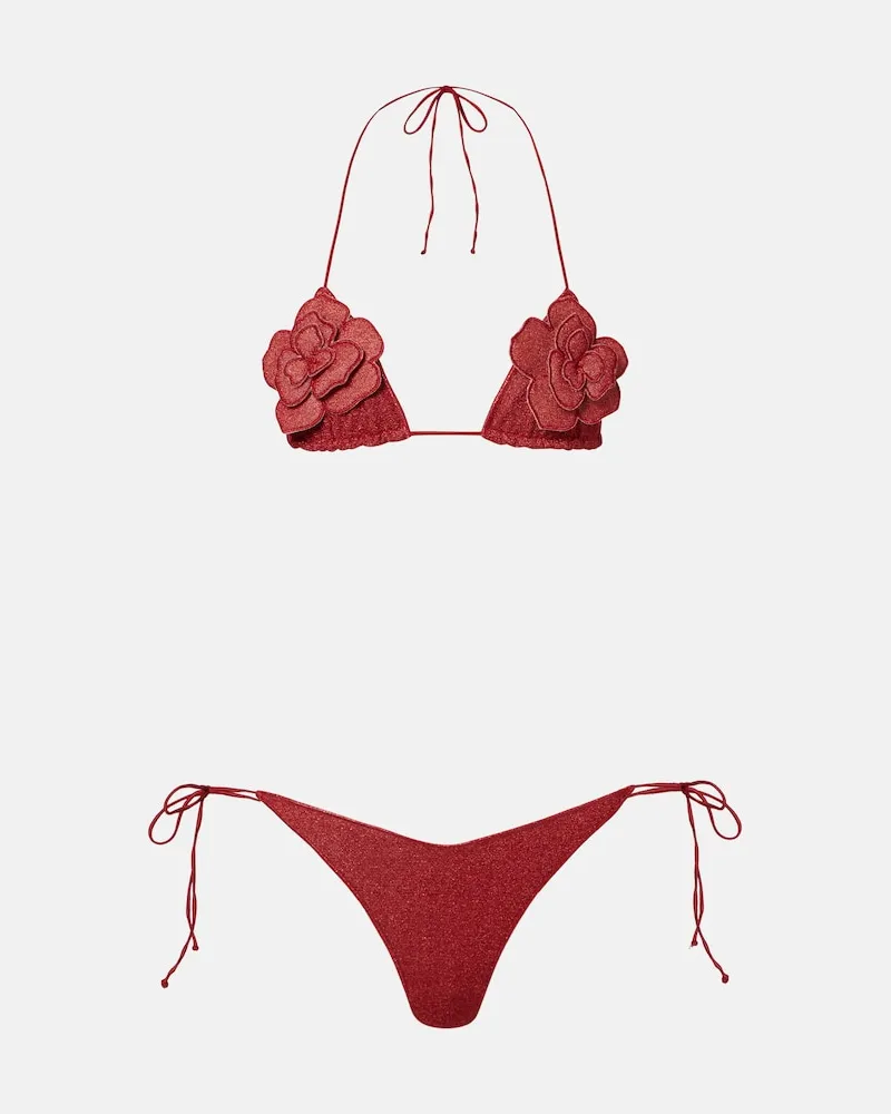 Oséree Oséree Bikini Lumière in lamé con applicazioni Rosso