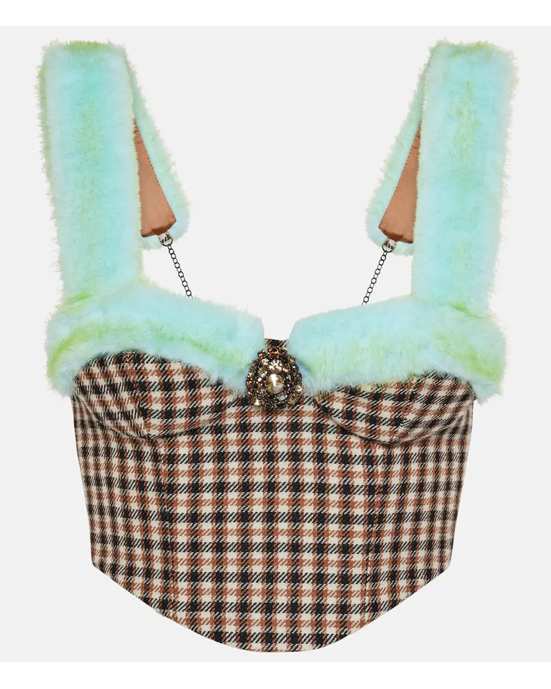 Area Bustier con pelliccia sintetica Multicolore