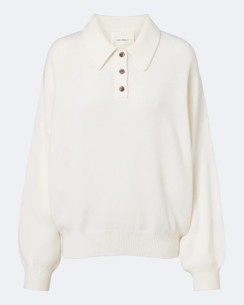 Lisa Yang Pullover polo Etta in cashmere Bianco