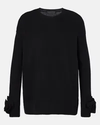 Valentino Garavani Pullover in lana con applicazioni floreali Nero