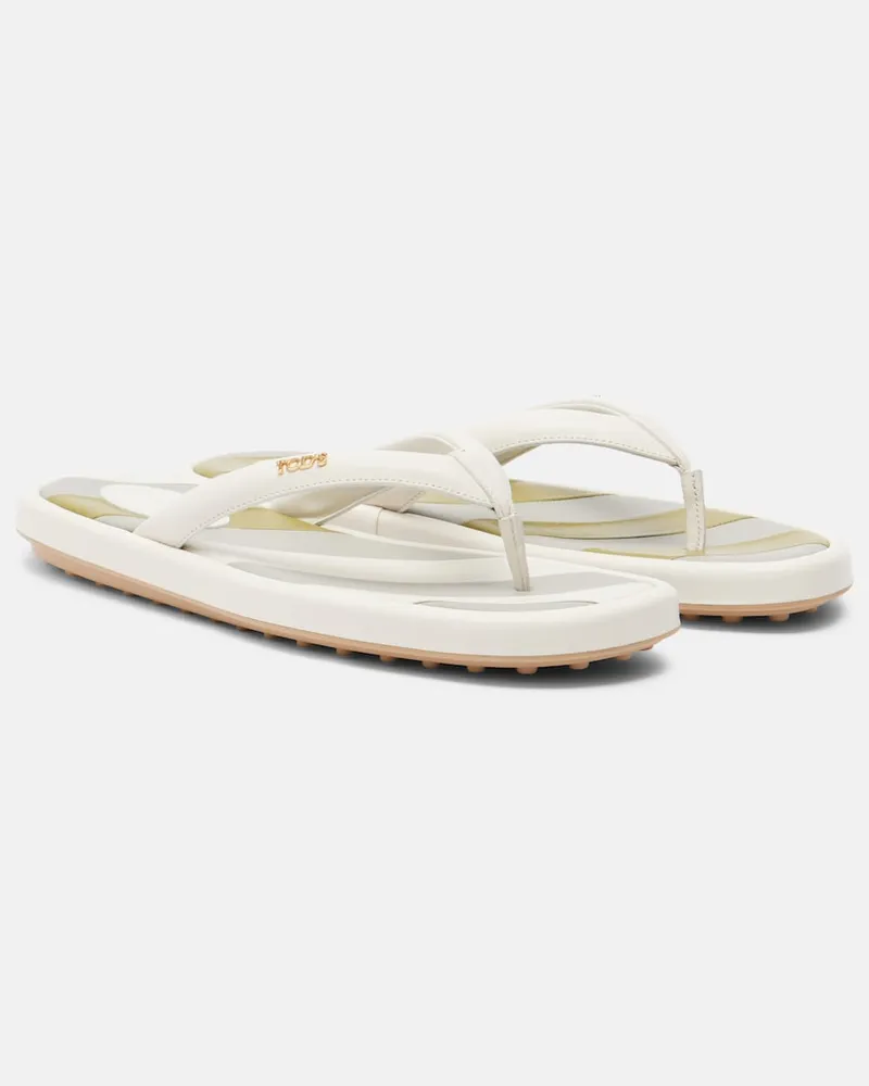 TOD'S Sandali infradito in pelle a righe Bianco