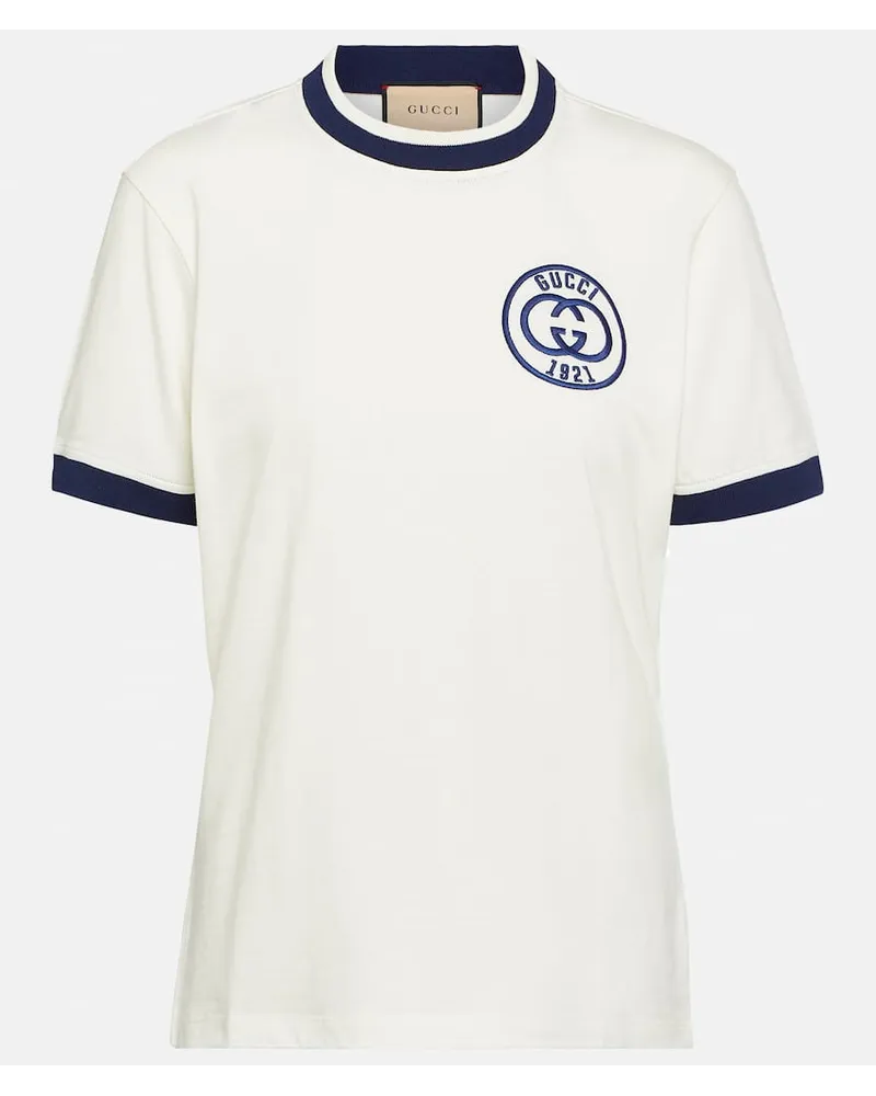 Gucci T-shirt in cotone con logo Bianco