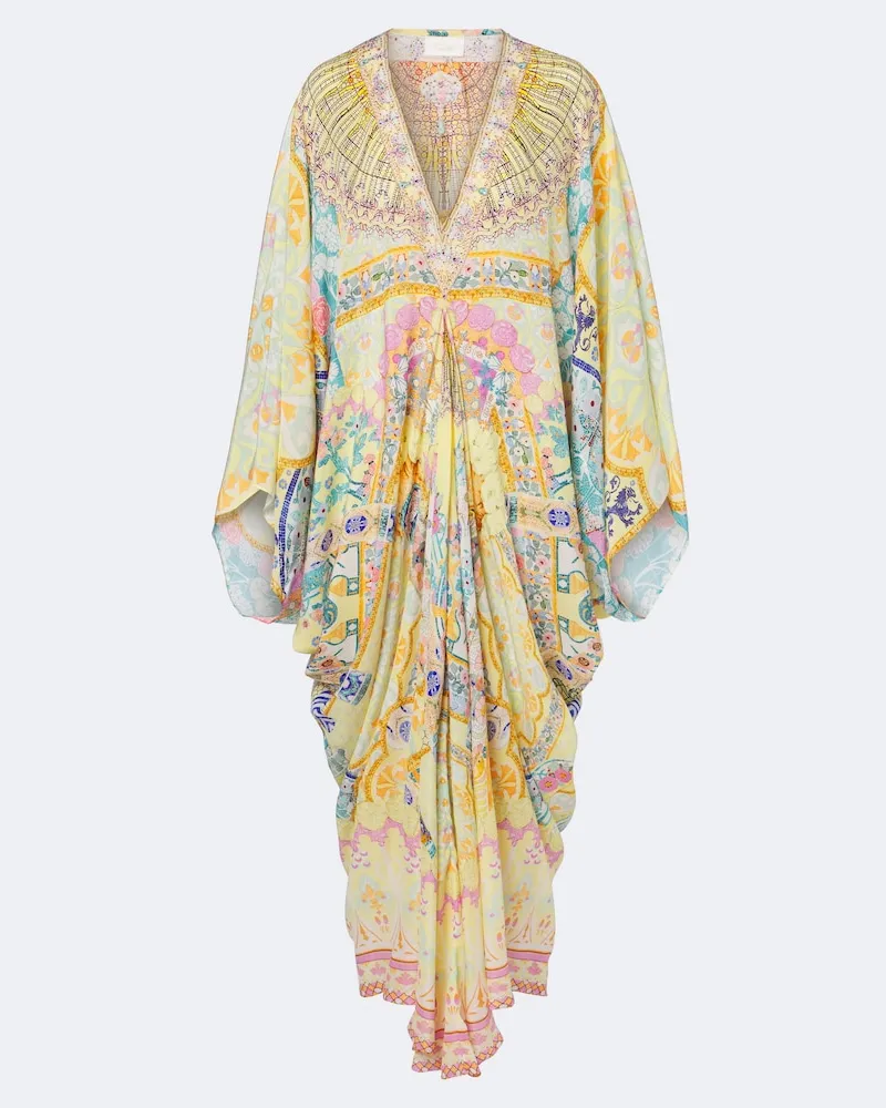 Camilla Caftano in seta con stampa Multicolore