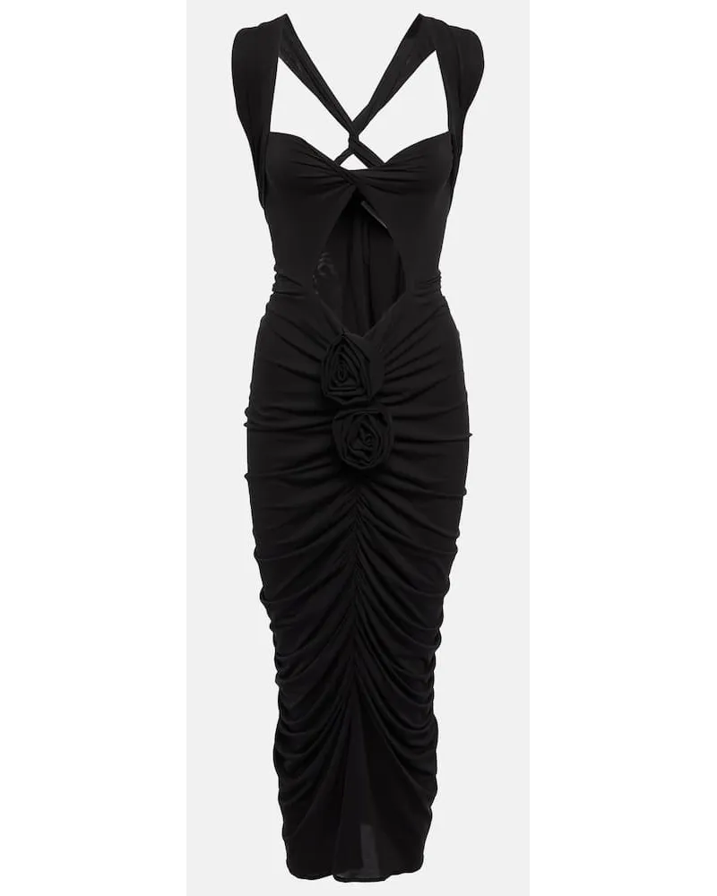 Magda Butrym Abito midi in jersey con cut-out Nero