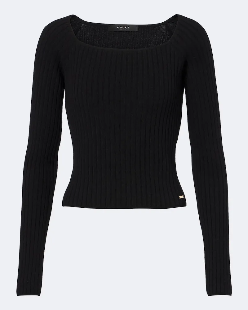 Gucci Pullover in lana e cashmere a coste Nero
