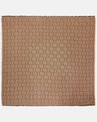 Gucci Sciarpa in jacquard di cotone e seta GG Beige