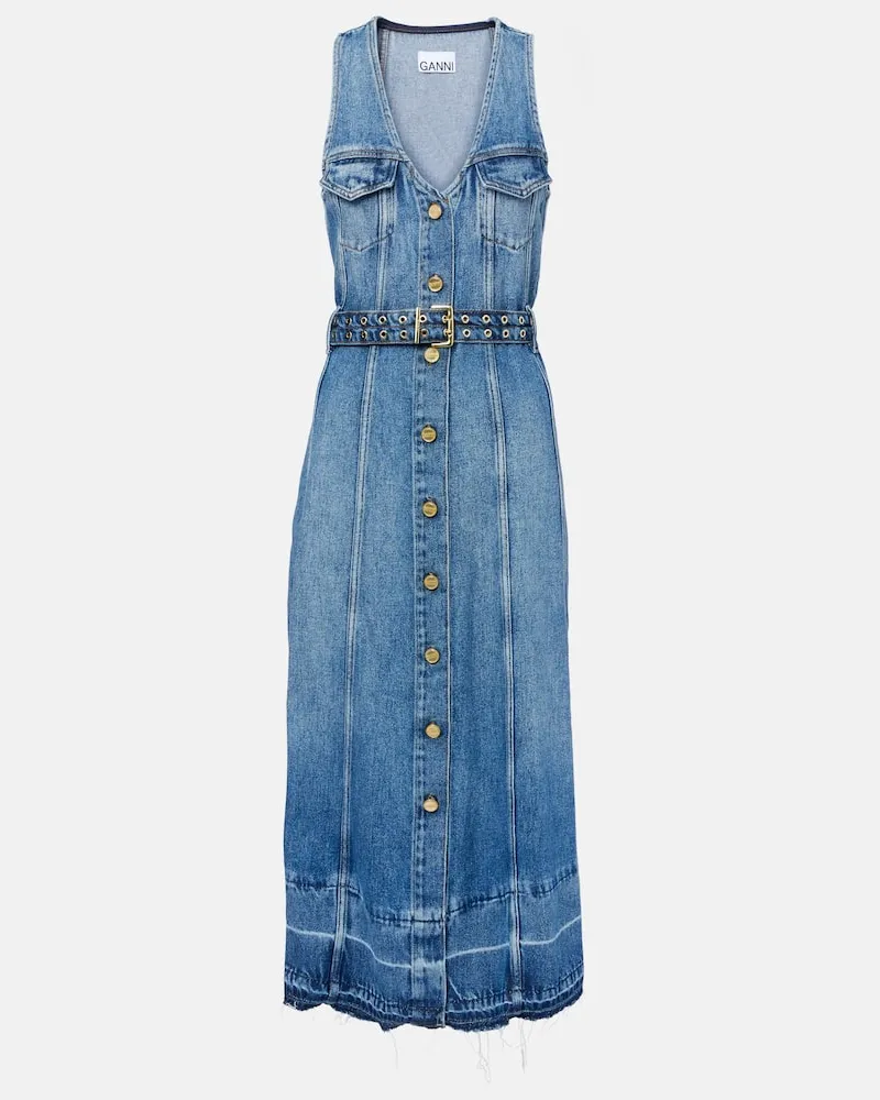 Ganni Abito midi in denim Blu