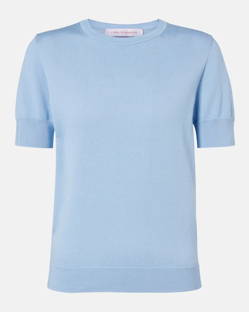 Carolina Herrera New York Top in seta e cotone Blu
