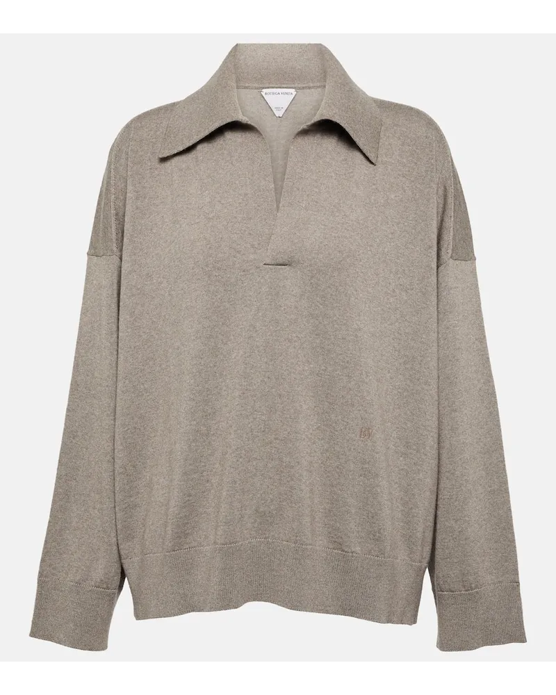 Bottega Veneta Polo in misto lana Marrone