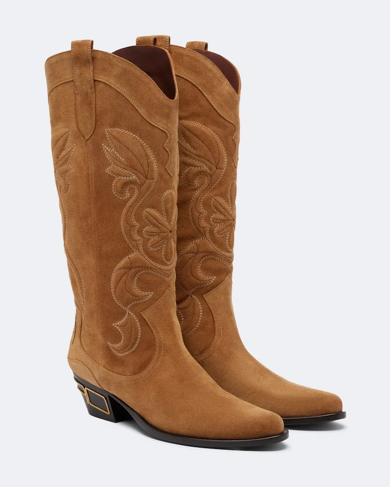 Etro Stivali texani in suede Marrone