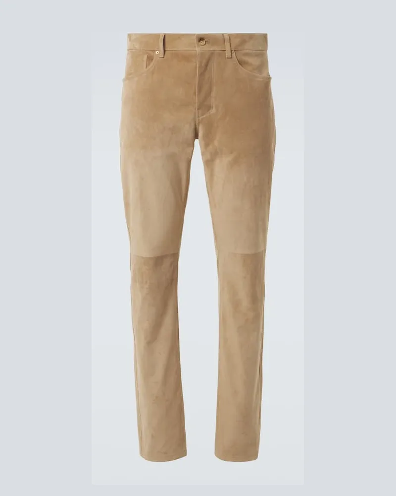 Gabriela Hearst Pantaloni regular Anthony in suede Beige