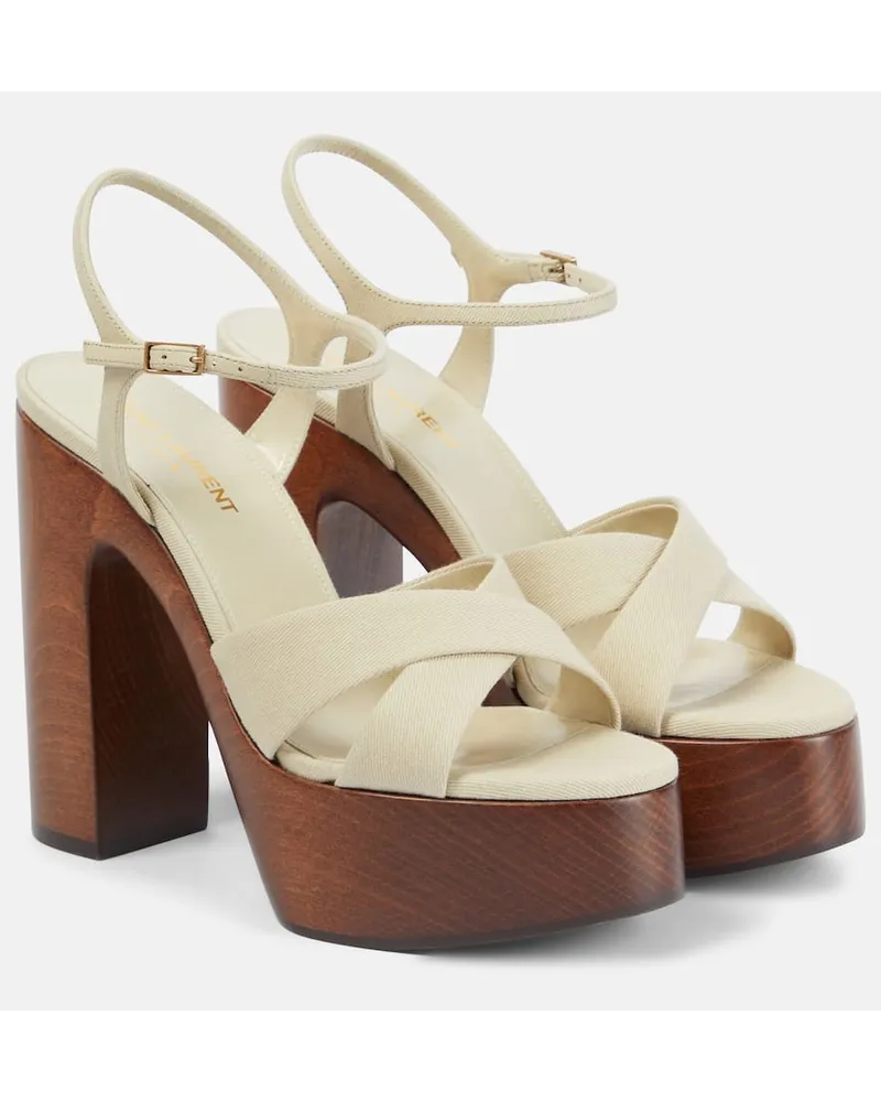 Saint Laurent Sandali Bianca 125 con plateau Beige