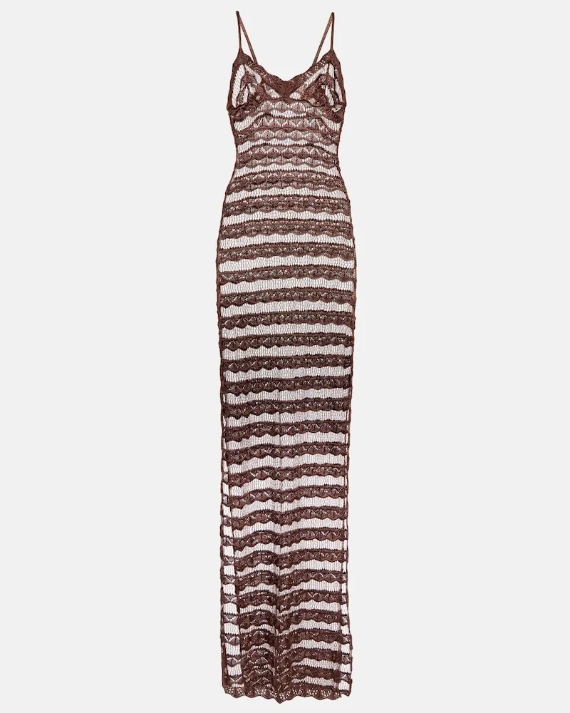 Aya Muse Abito lungo stile camisole in pizzo Marrone