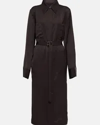 Jil Sander Abito midi in raso con cintura Nero