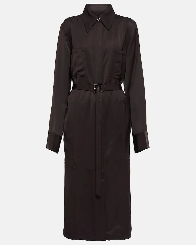 Jil Sander Abito midi in raso con cintura Nero