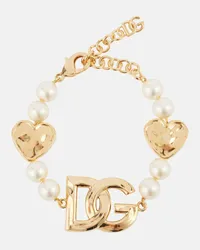 Dolce & Gabbana Bracciale DG bagnato in oro con perle bijoux Oro