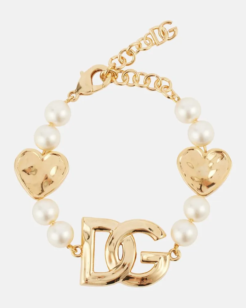 Dolce & Gabbana Bracciale DG bagnato in oro con perle bijoux Oro