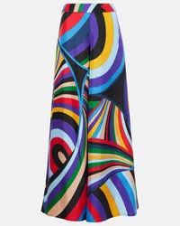 Emilio Pucci Pantaloni a gamba larga Iride in twill di seta Multicolore