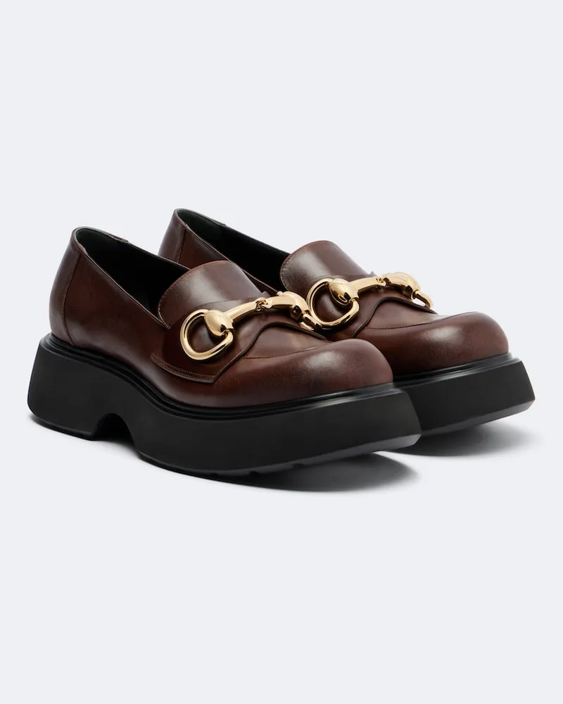 Gucci Mocassini Brittany con plateau in pelle Marrone