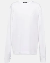 Acne Studios Top in jersey di cotone con logo Face Bianco