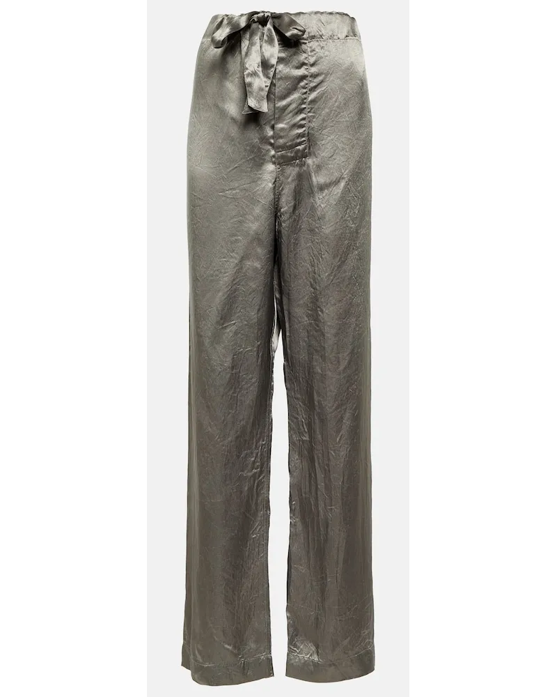 Maison Margiela Pantaloni pigiama in raso Neutro