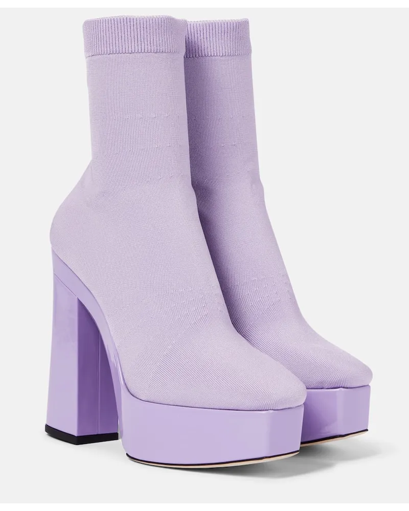 Jimmy Choo Stivaletti Giome 140 in maglia Viola