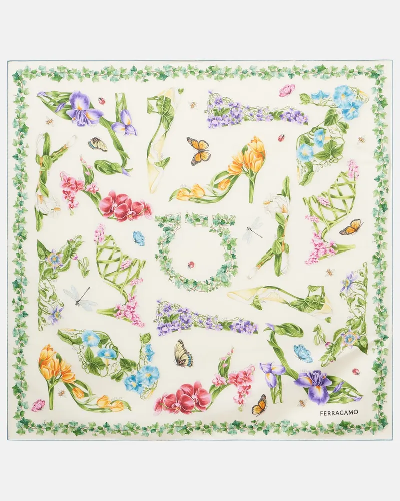 Ferragamo Sciarpa in seta con stampa floreale Multicolore