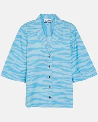 Ganni Camicia in cotone con stampa Blu