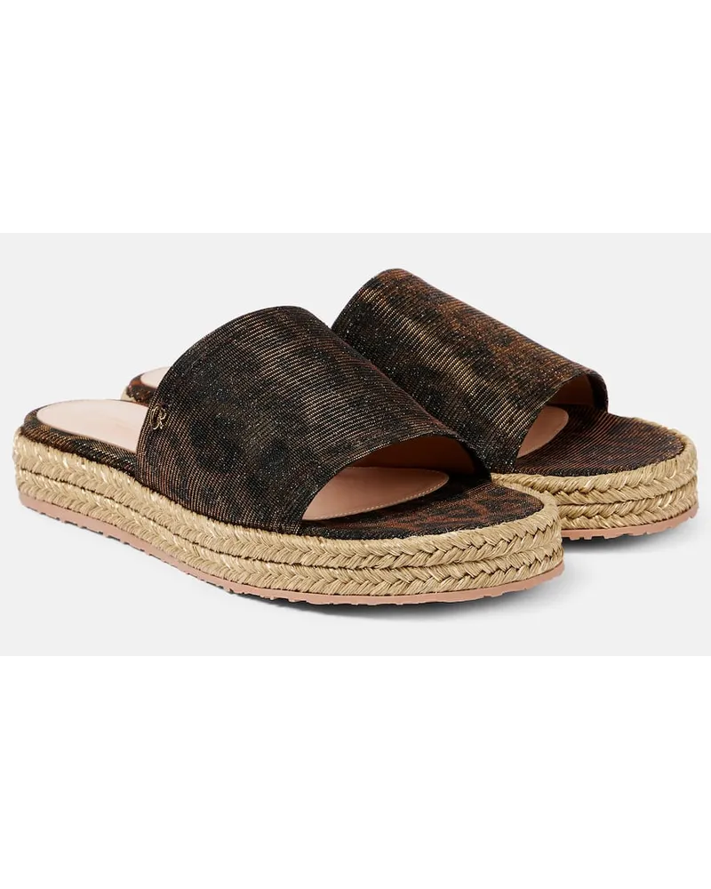 Gianvito Rossi Sandali espadrillas con stampa leopardata Marrone