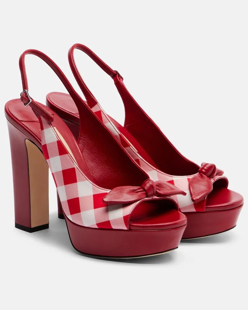 Jimmy Choo Pumps peep-toe Ziva in canvas a quadri Rosso