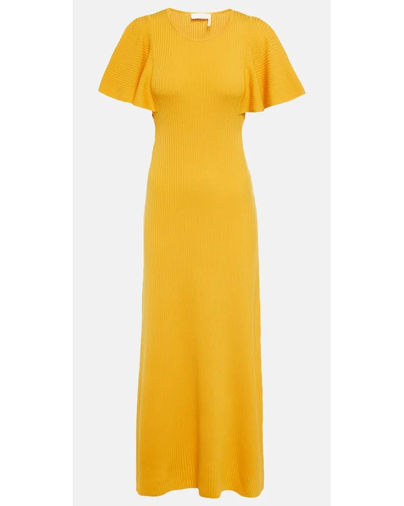 Chloé ChloÃ© Abito midi in lana a coste Giallo