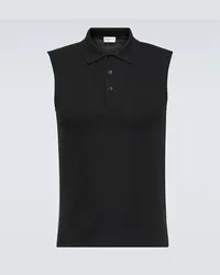 Saint Laurent Polo in misto cotone piqué Nero