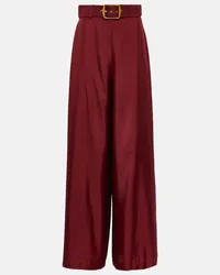 Zimmermann Pantaloni Wonderland in seta Rosso