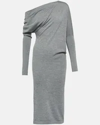 Tom Ford Abito midi in seta e cashmere Grigio