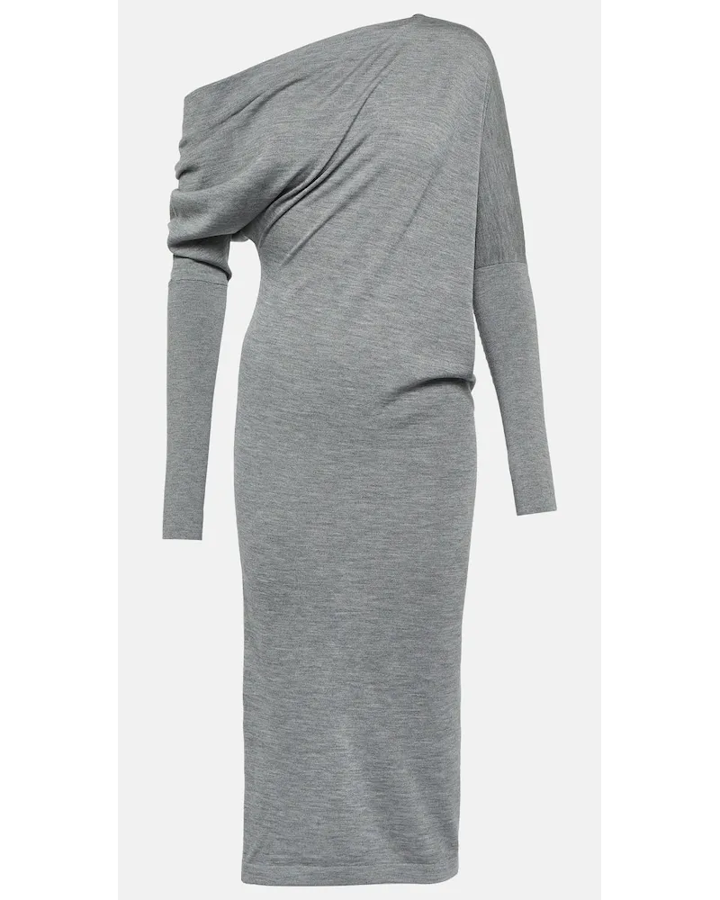 Tom Ford Abito midi in seta e cashmere Grigio