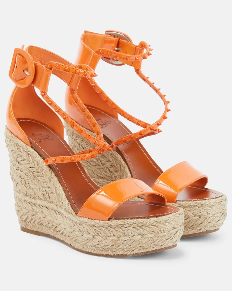 Christian Louboutin Sandali Choca Zeppa Spikes 120 in vernice Arancione