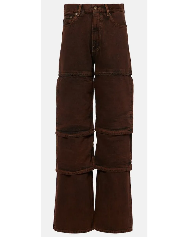 Y/PROJECT Jeans a gamba larga e vita alta Marrone