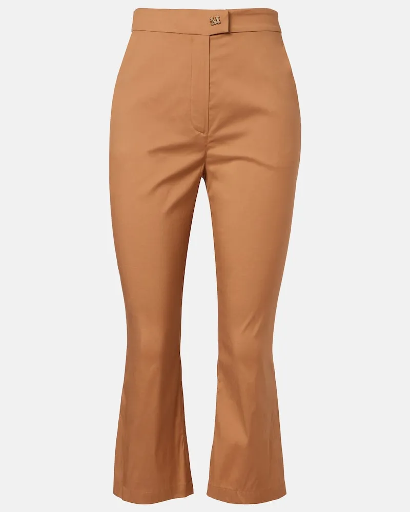 Max Mara Pantaloni a gamba larga Curve in misto cotone Marrone